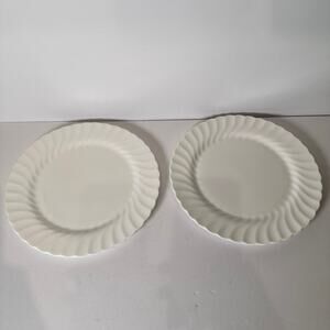 Vintage Wedgwood Candlelight Bone China 11" Dinner Plate Set of 2 Swirl Rim